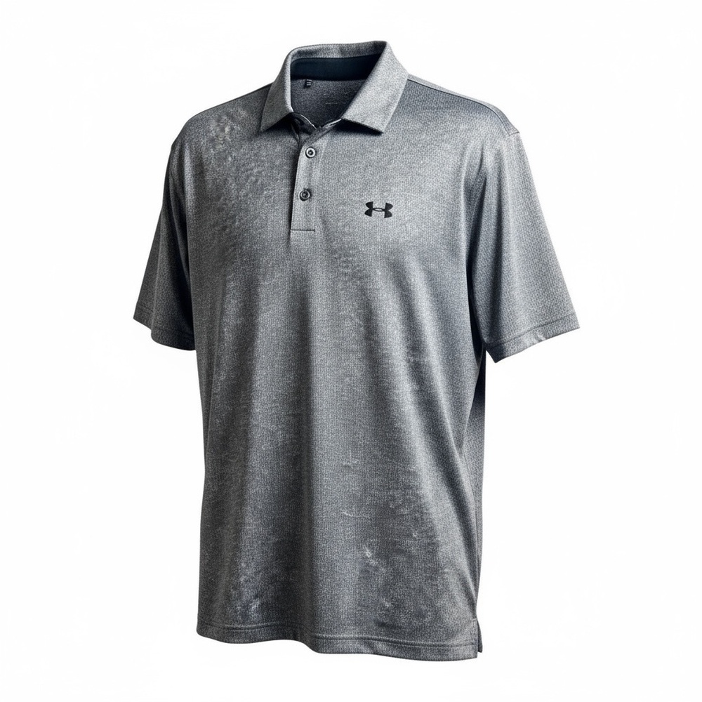 EUC Under Armour UA Men’s Loose Fit Heat Gear Polo Black Heather - Size Medium - Picture 2 of 7